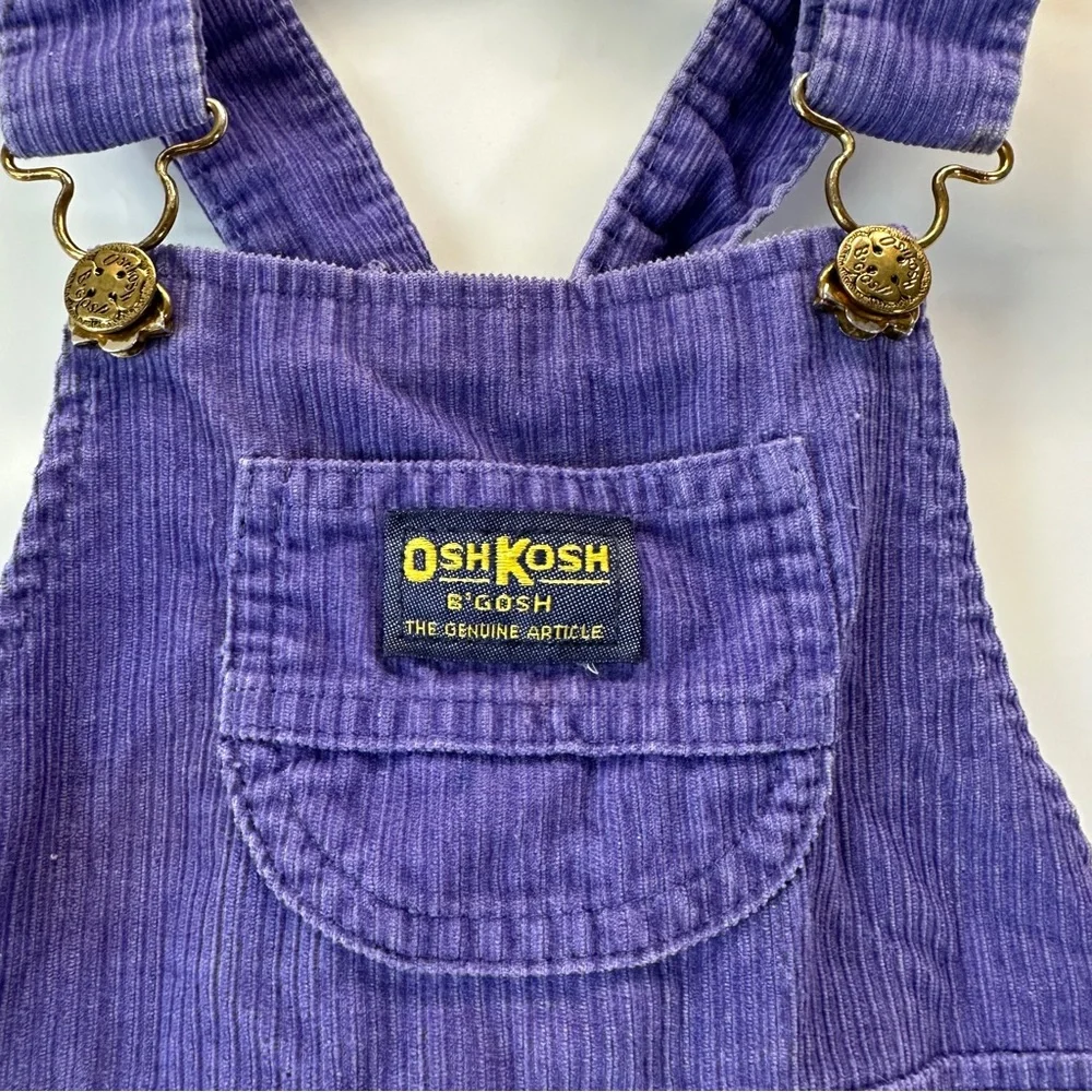 VTG OshKosh B’Gosh Girls Skirtall Purple Corduroy Overalls Toddler 4 Made in USA